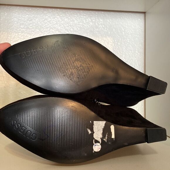 Guess Kelson Womens Ankle Booties Suede Black Wedge Side Zip Casual - Picture 13 of 13